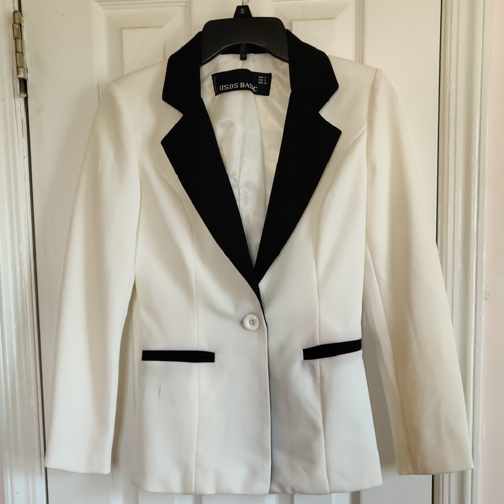 Women's Off-white and Black Blazer Size S
